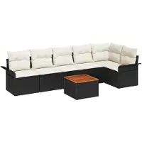 vidaXL Ensemble de canapé de jardin avec coussins 7 pcs noir poly rotin