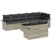 vidaXL Ensemble de canapé de jardin avec coussins 9 pcs gris clair Poly-Rotin