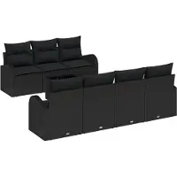 vidaXL Ensemble de canapés de jardin , noir, 55 x 55 x 37 cm, en rotin synthétique