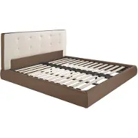 Angel Cerdá Lit Rembourré En Tissu Marron Et Éco-Cuir Marron Avec Revêtement Blanc Cassé