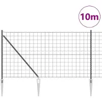 vidaXL Clôture européenne avec pointes, 10 x 1 m, acier revêtu de PVC, gris