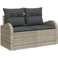 vidaXL Ensemble de canapé de jardin avec coussins 6 pcs gris clair Poly rotin