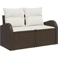 vidaXL Ensemble de canapés de jardin , 5 pièces, couleur marron et crème, en polyrotin, pour 4 personnes