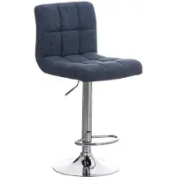 Décoshop26 Tabouret de bar avec repose-pieds design moderne en tissu bleu 10_0000057