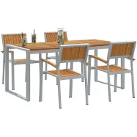 vidaXL Ensemble de jardin pour repas, 5 pièces, gris, bois d'acacia massif