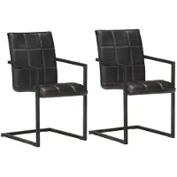 Décoshop26 Lot de 2 chaises de salle à manger cuisine cantilever design rétro cuir noir véritable CDS020371