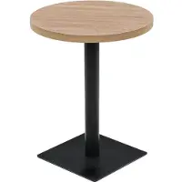 Helloshop26 Table haute mange debout bar bistrot MDF et acier rond 60 cm chêne beige 0902109