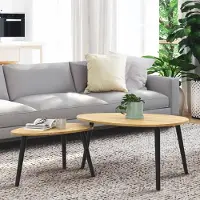 IDMarket Lot de 2 tables basses gigognes gaia bois et pieds noirs scandinave