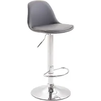 Décoshop26 Tabouret de bar avec repose-pieds design moderne synthétique gris et métal 10_0000148