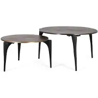 GINER Y COLOMER Lot de 2 tables basses Alhambra en métal, 45 cm x 82 cm x 82 cm / 37 cm x 64 cm x 64 cm