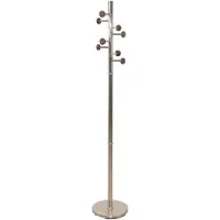 Décoshop26 Porte-manteau moderne en métal couleur chromé avec 8 patères en bois d'hévéa 05_0000760