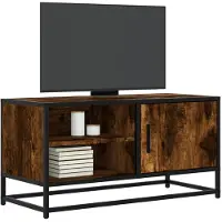 vidaXL Armoire TV chêne fumé 80x34,5x40 cm Bois composite et métal