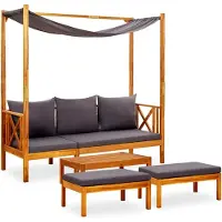 Helloshop26 Banc De Jardin Meuble De Patio D'extérieur Terrasse Avec Table Et Repose-Pieds 179 X 66 X 180 Cm Bois D'acacia Solide 02_0011641