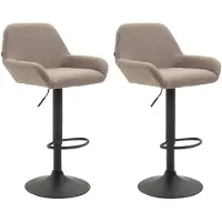 Décoshop26 Lot de 2 tabourets de bar moderne et confortable en tissu taupe pieds trompette en métal noir TDB10230