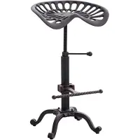 Décoshop26 Tabouret de bar avec repose-pied design industriel métal bronze vieilli vintage TDB10404