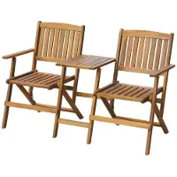 Helloshop26 Banc De Jardin Meuble De Patio D'extérieur Terrasse Pliant Et Table À Thé 140cm Bois D'acacia Solide 02_0011760