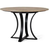 GINER Y COLOMER Table à manger Vionette en métal et marbre travertin, 75 cm x 120 cm x 120 cm,