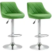 Décoshop26 2x Tabourets de bar en synthétique vert pivotant avec repose-pieds TDB10081
