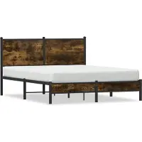 vidaXL Lit métallique sans matelas chêne fumé 150x200 cm