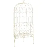 Helloshop26 Banc De Jardin Meuble De Patio D'extérieur Terrasse 95 X 54 X 200 Cm Fer Blanc Antique 02_0011335