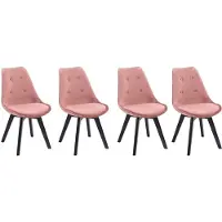 Happy Garden Lot de 4 chaises en velours NORA roses avec coussin