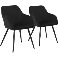Happy Garden Lot de 2 chaises en velours BERTILLE noires