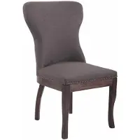 Décoshop26 Chaise de salle à manger x1 boutons décoratifs en tissu gris foncé et pieds en bois marron foncé 10_0001513