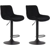 Décoshop26 Lot de 2 tabourets de bar moderne confortable réglable en velours noir pied trompette métal noir TDB10402