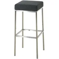 Décoshop26 Tabouret de bar rembourré revêtement tissu gris foncé avec repose-pieds acier inoxydable hauteur de l'assise 85 cm 10_0000042