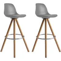 Happy Garden Lot de 2 tabourets scandinaves TOBIAS gris avec coussin