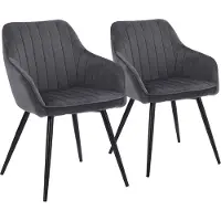Happy Garden Lot de 2 chaises en velours BERTILLE grises