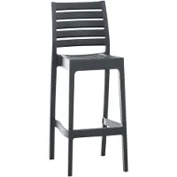Décoshop26 Tabouret De Bar Pour Intérieur Ou Extérieur En Plastique Gris Foncé Empilable Avec Repose-Pieds 10_Mdj10230