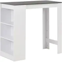Helloshop26 Table haute mange debout bar bistrot avec étagère blanc 110 cm 0902053/2