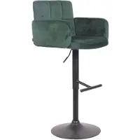 Décoshop26 Tabouret De Bar Pivotant En Velours Vert Et Métal Noir Avec Accoudoirs Repose-Pieds Et Dossier Tdb10650