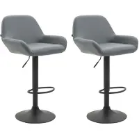Décoshop26 Lot de 2 tabourets de bar moderne et confortable en synthétique gris pieds trompette en métal noir TDB10219