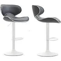 Décoshop26 Lot de 2 tabourets de bar design contemporain pieds en métal blanc mat assise en synthétique gris 10_0000350