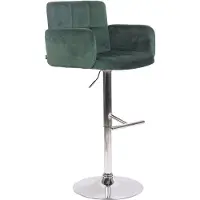 Décoshop26 Tabouret De Bar Pivotant En Velours Vert Et Métal Chromé Avec Accoudoirs Repose-Pieds Et Dossier Tdb10643