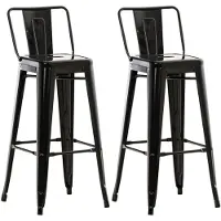 Décoshop26 Lot de 2 tabourets de bar industriel en métal avec repose-pied couleur noir TDB10141