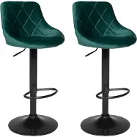Happy Garden Lot de 2 tabourets de bar en velours vert ROBIN