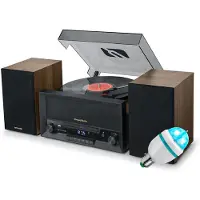 Bmi Platine vinyle Muse MT-120 MB avec système CD, Bluetooth, USB, stéréo 3 vitesses 33/45/78 tours, Ampoule DIAMS LED