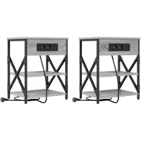 vidaXL Table de nuit avec station de chargement Sonoma gris
