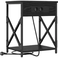 vidaXL Table de nuit avec station de chargement Chêne noir