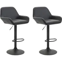 Décoshop26 Lot de 2 tabourets de bar moderne et confortable en synthétique noir pieds trompette en métal noir TDB10223