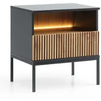 Extreme Furniture Laval ST97 ¿ table de jour avec tiroir, noir, chêne Wotan, largeur 54 cm, hauteur 56 cm, profondeur 39 cm