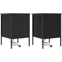 vidaXL Cabinet de chevet avec tiroir 2 pcs Chêne noir 42 x 41 x 61 cm