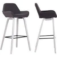 Décoshop26 Lot de 2 tabourets de bar en tissu noir pieds en bois de chêne blanc design original robuste et confortable 10_0000413