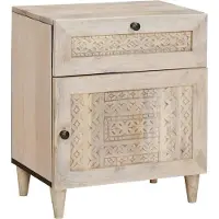 vidaXL Table de chevet Beige 50 x 33 x 60 cm bois de manguier massif
