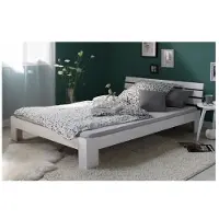 Homestyle4u Lit double en bois massif 180x200cm blanc pin lit futon à lattes cadre de lit