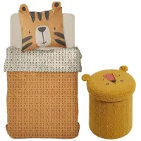 TODAY Ensemble Parure De Lit Enfant + Coffre De Rangement Pouf Pliable - - Jungle - 140 X 200 Cm - Coton
