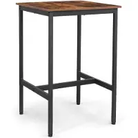 Helloshop26 Table haute table de bar carrée cadre en acier robuste 60 x 60 x 90 cm montage facile pour cuisine salon style industriel marron 12_0007677
